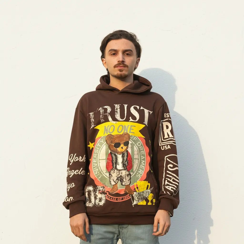 Vintage "Trust No One" Bear Hoodie - Iradah
